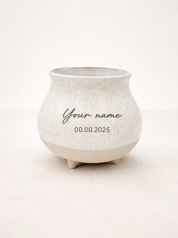 Personalized Ceramic Wedding Rounded Footed Planter