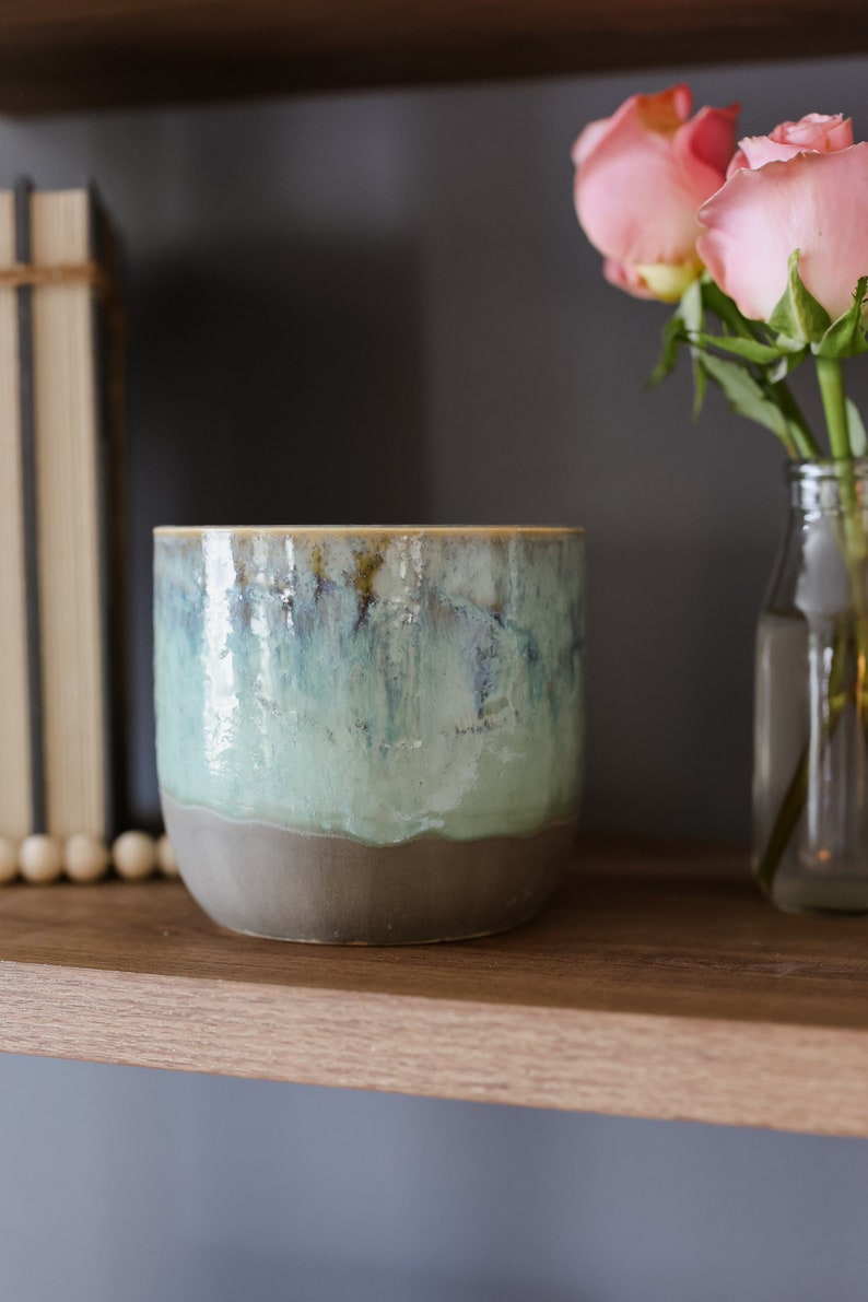 Blue & Green Ceramic Planter