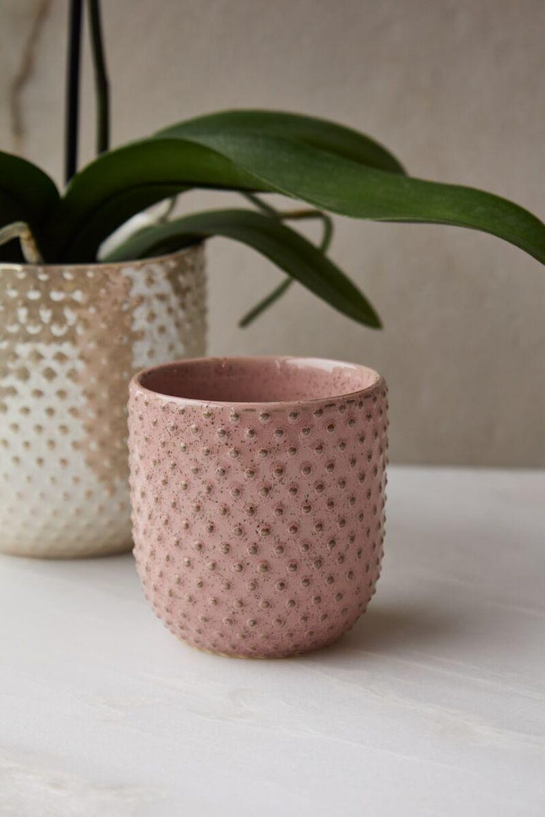 Pink Dot Ceramic Planter