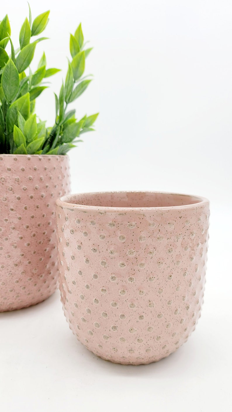 Pink Dot Ceramic Planter