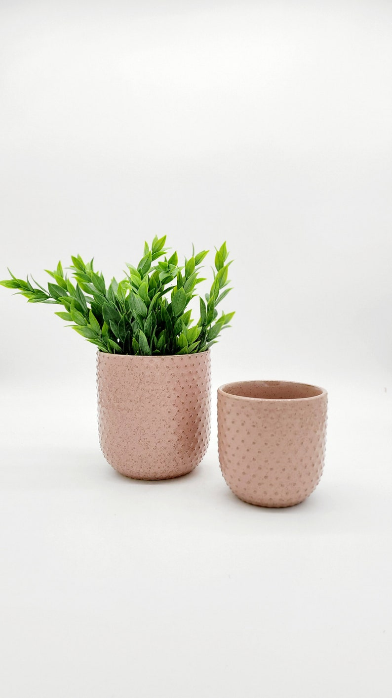 Pink Dot Ceramic Planter