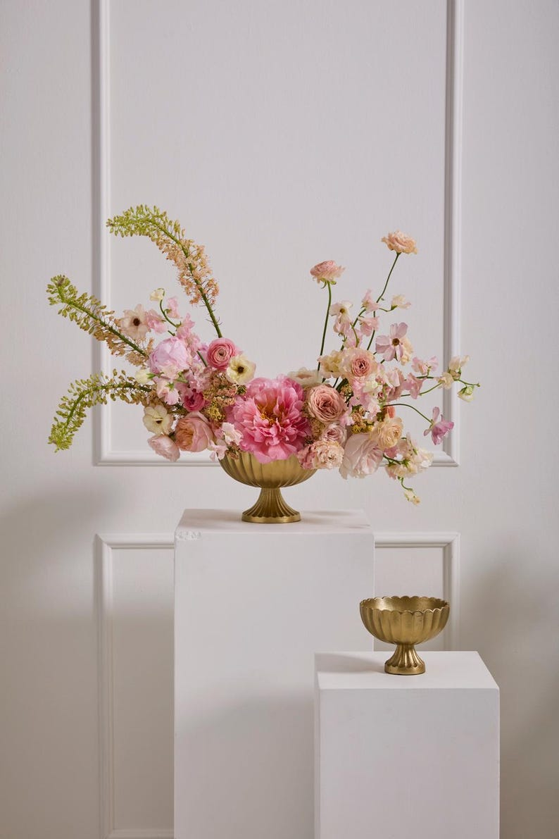 Gold Metal Compote Planter