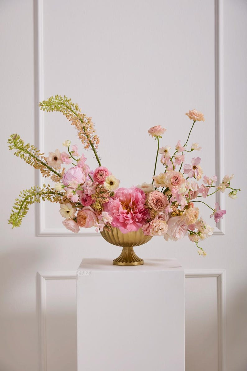 Gold Metal Compote Planter