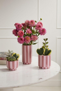 Pink Striped Ceramic Vase