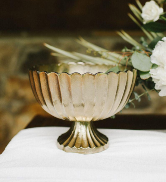 Gold Metal Compote Planter