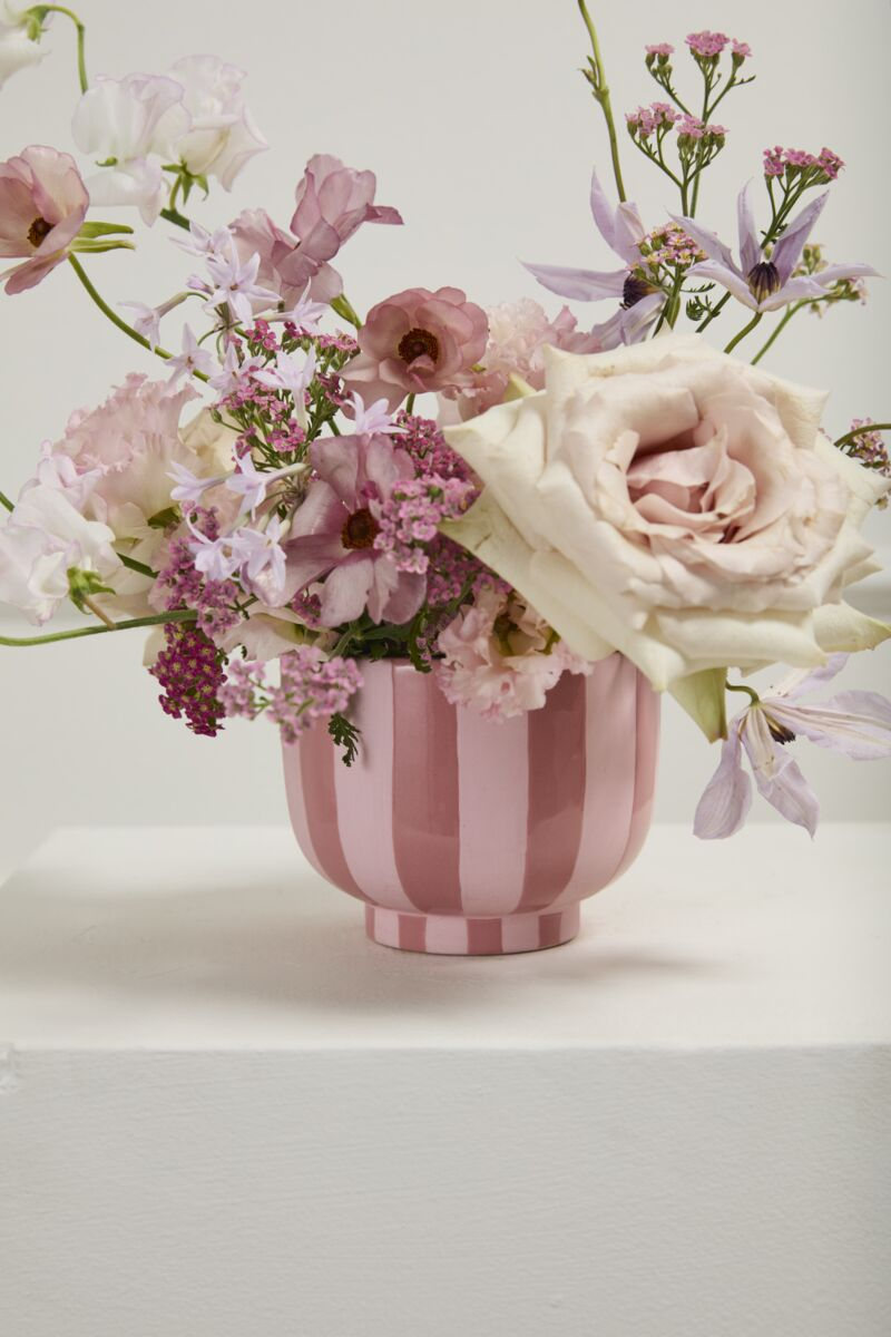 Pink Striped Ceramic Vase