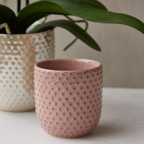 Pink Dot Ceramic Planter